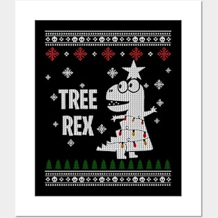 Tree Rex With Christmas Light Posters and Art